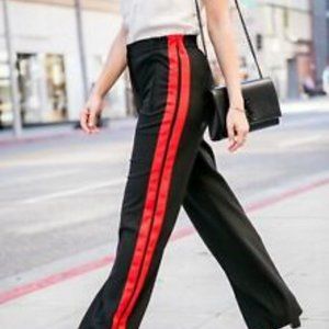 Black Track Pants with red stripes